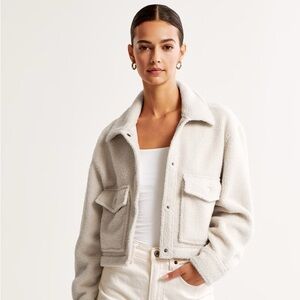 NWT A&F Cropped Sherpa Shirt Jacket